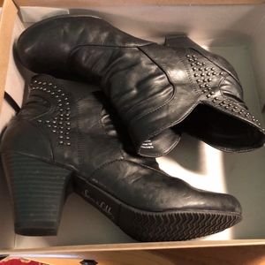 SAM & LIBBY Black Boots 8M Beaded Heels New In Box